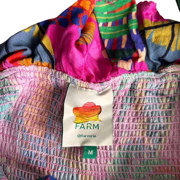 FARM RIO Smocked Tropical Toucan Dress Size Medium - Picture 4 of 4